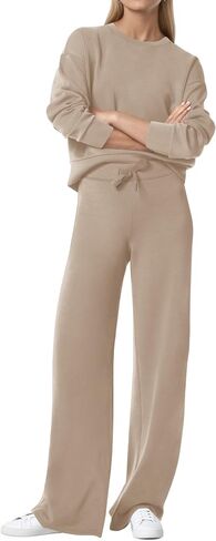 Womens 2 قطعة صالة مجموعات واسعة الساق Tracksuit عروض التعرق غير الرسمي مطابقة مجموعة 2025 سقوط الملابس ملابس عصرية in Kuwait