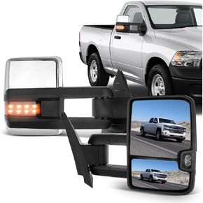 ECCPP مرايا السحب زوج استبدال جانبي مناسب لـ 2003-2007 لـ Chevy for Silverado لـ GMC لـ Sierra Power ساخنة إشارة ضوء العرض ضوء الكروم غطاء مرايا السحب الجانبية اليسرى واليمنى in Kuwait