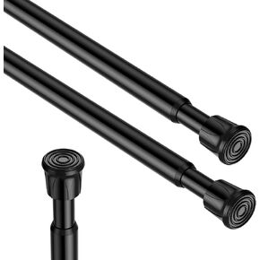 2pcs قضبان التوتر الأسود القابل للتعديل من 16.8 إلى 28 بوصة ، لا يوجد قضيب ستارة ربيع الحفر لمشاريع خزانة ثلاجة مزرعة خزانة. in Kuwait