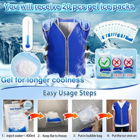 Cooling Vest With 20pcs Ice Packs for Men Women - Cold Vest Adjustable Cool Jacket for Working Outdoor in Saudi Arabia