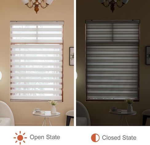 Zebra Blinds for Windows, Light Filtering Control Semi Sheer Roller Windows Shades, Dual Layer Fabric Manual Pull Window Shutter for Home, Bedroom,Office, (72" H x 34" W, White) in Saudi Arabia
