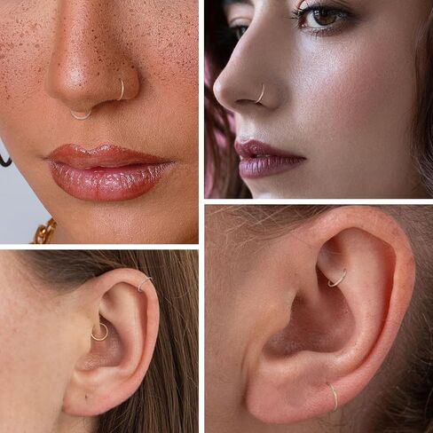 316L Surgical Steel Hinged Segment Nose Ring Hoop for Nose Septum Cartilage Helix Tragus Conch Rook Daith Lobe Lip Piercings 1 Pc in Saudi Arabia