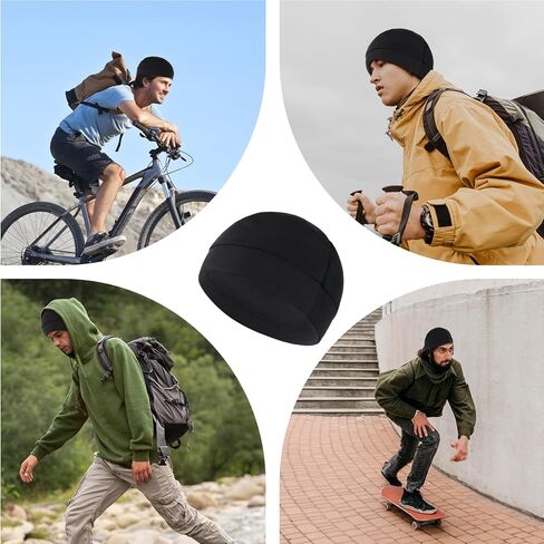 2 PCS تبريد القبعات الجمجمة العرق فتل الخوذة بطانة نايلون ركض ركوب الدراجات قبعة خفيفة الوزن القبعة القبعة الأداء الرطوبة غطاء الرأس للرجال النساء (أسود) in Kuwait
