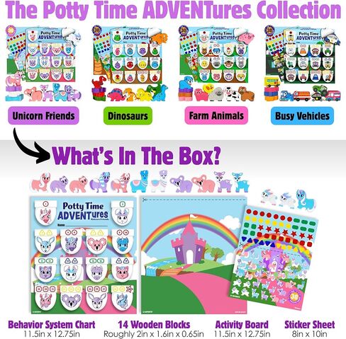 LIL ADVENTS Potty Time Adventures Potty Training Advent Game | As Seen On Shark Tank | Wood Block Toys, Reward Chart, Activity Board & Stickers for Toilet Training | Unicorn Friends in Kuwait