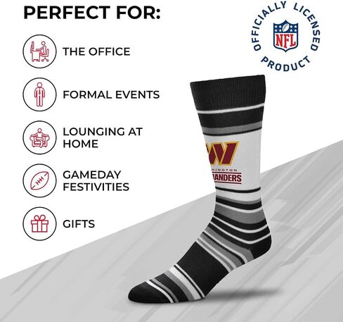 جوارب رسمية مخططة للكبار من Bare Feet NFL - جودة ممتازة - يمكن غسلها في الغسالة - مثالية ليوم اللعب والارتداء اليومي (Denver Broncos - أزرق) in Saudi Arabia