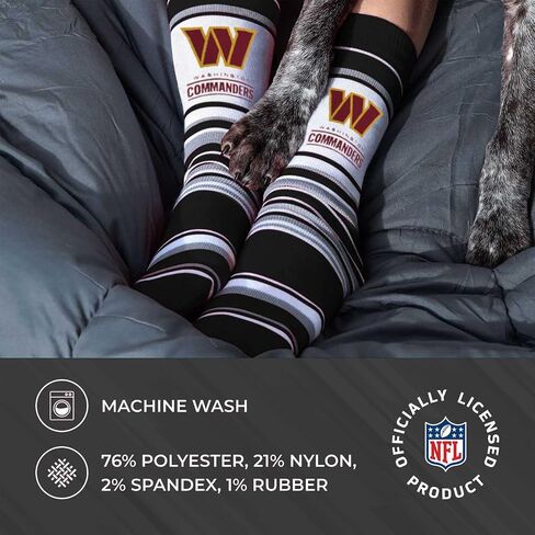 جوارب رسمية مخططة للكبار من Bare Feet NFL - جودة ممتازة - يمكن غسلها في الغسالة - مثالية ليوم اللعب والارتداء اليومي (Denver Broncos - أزرق) in Saudi Arabia
