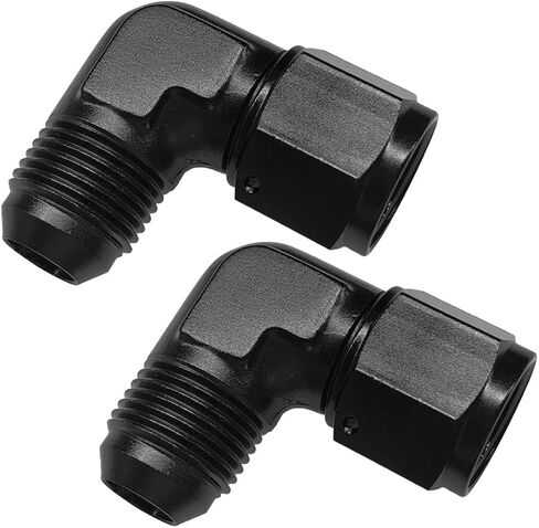 2pcs 6an أنثى إلى 6an الذكور Flare 90 درجة محول الاتحاد الدوار الكوع ، موصل مقرنة خرطوم الألومنيوم الأسود anodized inbow conbow care line exal line accsory (AN6) in Saudi Arabia