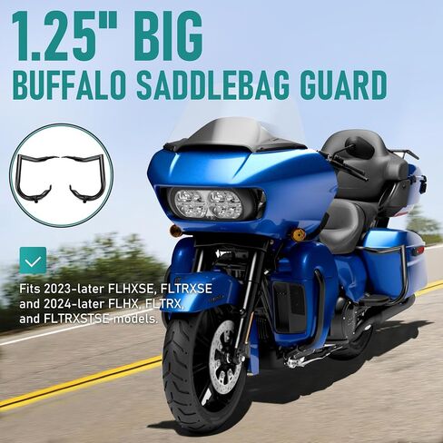 MoKitDora 2023-2025 Street Glide Road Glide Saddlebag Guard Rear Crash Bars 1.25" for Harley FLHXSE FLTRXSE FLHX FLTRX FLTRXSTSE Mount Bracket Support Flat, Black in Saudi Arabia