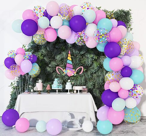Amandir 164PCS Pastel Balloon Garland Kit, Rainbow Easter Unicorn Balloon Arch, Colorful Gold Confetti Balloons for Pastel Easter Baby Shower Wedding Ice Cream Mermaid Party Decorations Supplies in Saudi Arabia