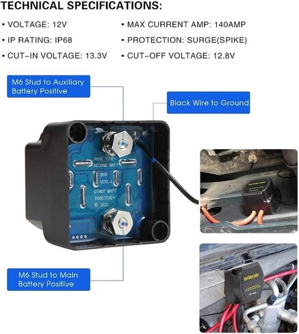 140A 12V Smart Battery Isolator Voltage Sensitive Splitter Power Switch Charge Relay VSR ​for Boat Camper Car Accessories in Saudi Arabia