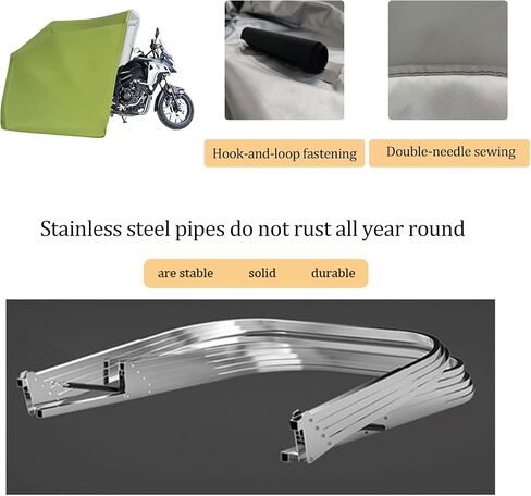 Motorcycle Shelter Waterproof Outdoor Tent, Bike Cover, with Expansion Bolts and Lock Hole, for Heavy Motorcycle Vehicle Storage(8.5 * 4.2 * 5.2ft) in Saudi Arabia