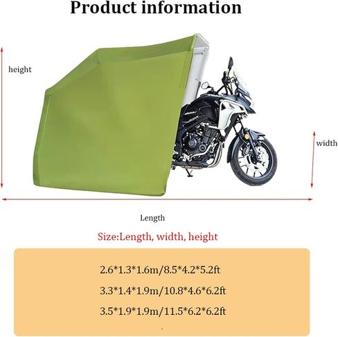 Motorcycle Shelter Waterproof Outdoor Tent, Bike Cover, with Expansion Bolts and Lock Hole, for Heavy Motorcycle Vehicle Storage(8.5 * 4.2 * 5.2ft) in Saudi Arabia
