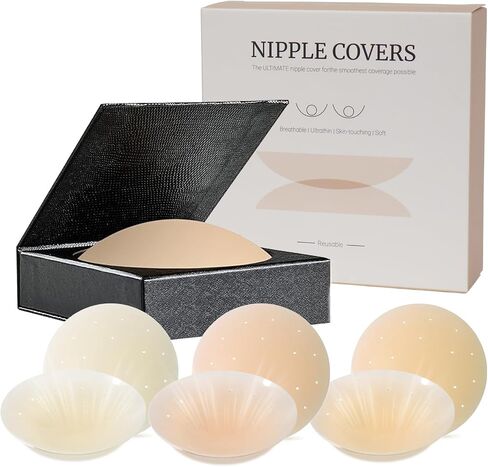 3 Pairs Nipple Covers for Women, Skin Sticky Pasties, Reusable Adhesive Nipple Petals Sticky Bra with Travel Box in Saudi Arabia