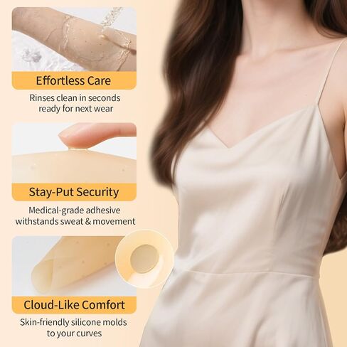 3 Pairs Nipple Covers for Women, Skin Sticky Pasties, Reusable Adhesive Nipple Petals Sticky Bra with Travel Box in Saudi Arabia
