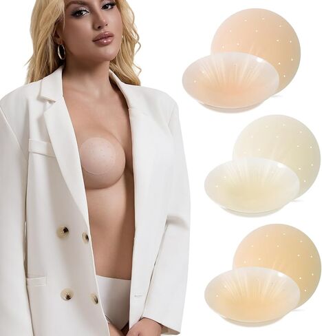 3 Pairs Nipple Covers for Women, Skin Sticky Pasties, Reusable Adhesive Nipple Petals Sticky Bra with Travel Box in Saudi Arabia