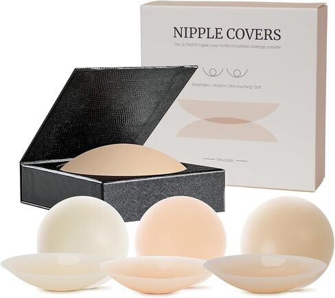 3 Pairs Nipple Covers for Women, Skin Sticky Pasties, Reusable Adhesive Nipple Petals Sticky Bra with Travel Box in Saudi Arabia