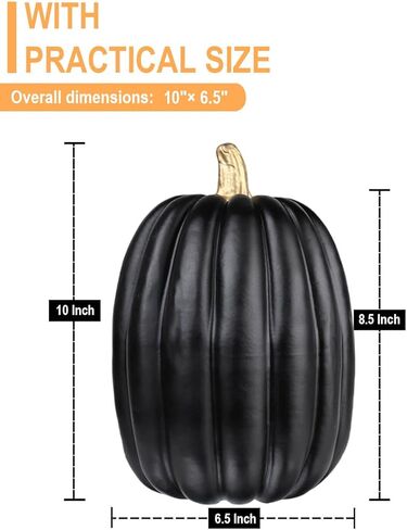 vensovo 8.5 Inch Large White Pumpkins for Decorating - 2PCS Big Foam Decorative Pumpkin for Fall Decoration, Paintable Artificial Pumpkins Perfect for Halloween Thanksgiving Decor (Gold Handle) in Kuwait