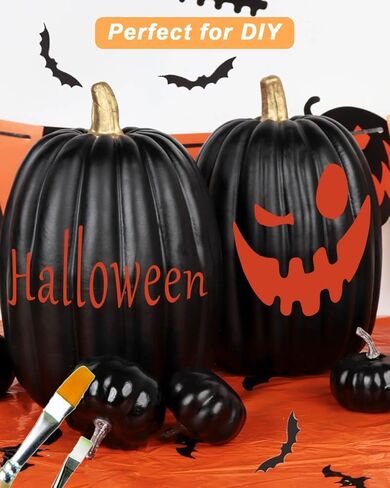 vensovo 8.5 Inch Large White Pumpkins for Decorating - 2PCS Big Foam Decorative Pumpkin for Fall Decoration, Paintable Artificial Pumpkins Perfect for Halloween Thanksgiving Decor (Gold Handle) in Kuwait