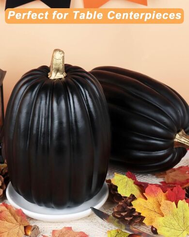 vensovo 8.5 Inch Large White Pumpkins for Decorating - 2PCS Big Foam Decorative Pumpkin for Fall Decoration, Paintable Artificial Pumpkins Perfect for Halloween Thanksgiving Decor (Gold Handle) in Kuwait