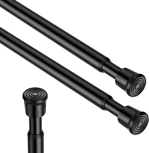 2pcs قضبان التوتر الأسود القابل للتعديل من 16.8 إلى 28 بوصة ، لا يوجد قضيب ستارة ربيع الحفر لمشاريع خزانة ثلاجة مزرعة خزانة. in Kuwait