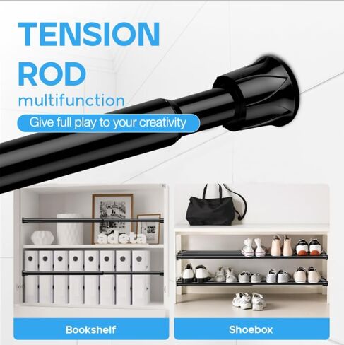 2pcs قضبان التوتر الأسود القابل للتعديل من 16.8 إلى 28 بوصة ، لا يوجد قضيب ستارة ربيع الحفر لمشاريع خزانة ثلاجة مزرعة خزانة. in Kuwait