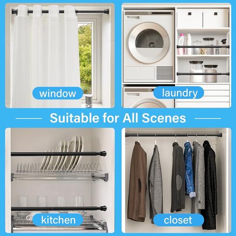 2pcs قضبان التوتر الأسود القابل للتعديل من 16.8 إلى 28 بوصة ، لا يوجد قضيب ستارة ربيع الحفر لمشاريع خزانة ثلاجة مزرعة خزانة. in Kuwait