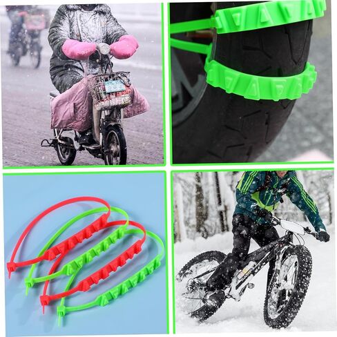 Snow Chains for E-bike Motorbike 10Pcs Non-slip Tire Chains Snow Tire Chains Universal Wheel Chains for Snow Nylon Ice Breaking Multi-layer Teeth Winter Snow Tire Chains for Car Tires, Red in Kuwait