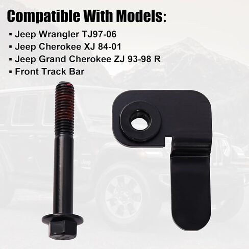 Front Track Bar Bolt and Flag Nut Retainer Compatible with Jeep 1997-2006 Wrangler TJ 1984-2001 Cherokee XJ 1993-1998 Grand Cherokee ZJ Replaces# 6504449 Set of 1 Black in Saudi Arabia