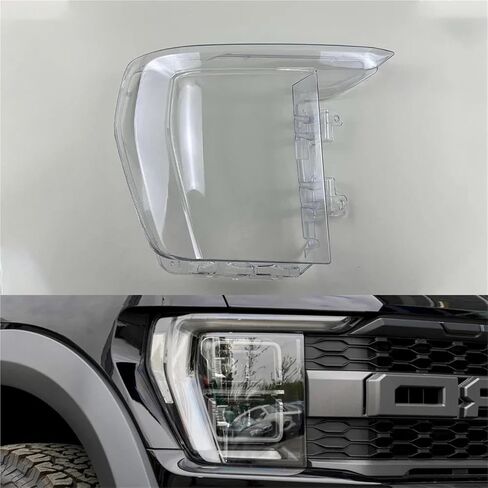 متوافق مع Ford Raptor F-150 2021 2022 2023 غطاء الأمامي الأمامي الشفافة شريحة مصباح مصباح المصباح الظل الظل Plexiglass (يمين) in Saudi Arabia