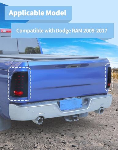 Voodonala Tail Light Cover for Dodge RAM 2009-2017, Smoke Black Rear Light Trim Guards Tint in Saudi Arabia
