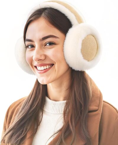 Senker Fashion Ear Muffs for Winter Women W/Screen Touch Gloves مجموعة ، أغطية أذن غامضة قابلة للطي فو Fure Warer Drearer Covers في الهواء الطلق in Saudi Arabia