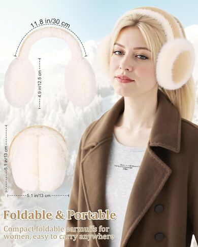 Senker Fashion Ear Muffs for Winter Women W/Screen Touch Gloves مجموعة ، أغطية أذن غامضة قابلة للطي فو Fure Warer Drearer Covers في الهواء الطلق in Saudi Arabia