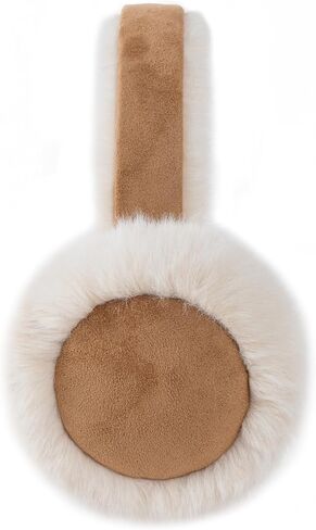 Ear Muffs for Winter Women, Water Resistant Suedette and Faux Fur Warm Earmuffs Foldable Outdoor Ear Warmers For Women Girls in Kuwait