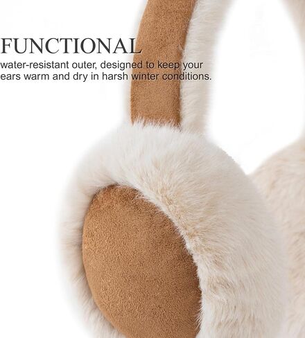 Ear Muffs for Winter Women, Water Resistant Suedette and Faux Fur Warm Earmuffs Foldable Outdoor Ear Warmers For Women Girls in Kuwait