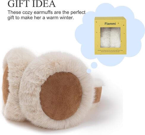 Ear Muffs for Winter Women, Water Resistant Suedette and Faux Fur Warm Earmuffs Foldable Outdoor Ear Warmers For Women Girls in Kuwait