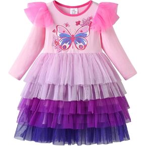 Dxton Girl's Dresses Winter Long Sleeve Tutu Party Dresses in Kuwait