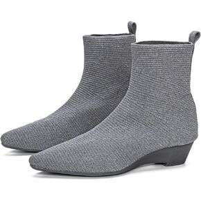 Youngshow أحذية نسائية مريحة محبوكة أحذية بكعب منخفض للنساء أحذية الكاحل بمقدمة مدببة سهلة الارتداء في الخريف والشتاء أحذية نسائية in Kuwait