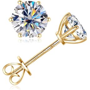 10K أو 14K عقيدة الذهب الأصفر الصلب 1-2CT Moissanite أقراط المجوهرات هدية عيد الميلاد للرجال ، in Kuwait