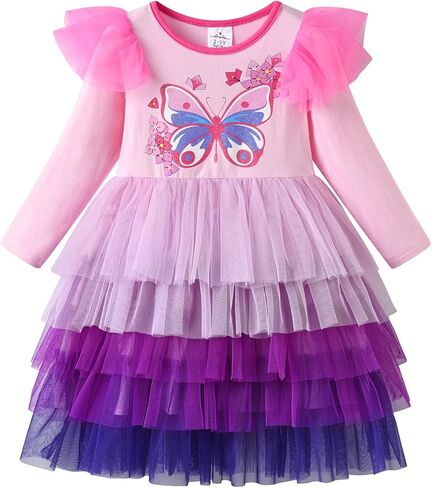 Dxton Girl's Dresses Winter Long Sleeve Tutu Party Dresses in Kuwait