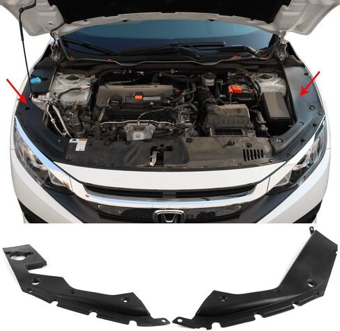 Freemotor802 متوافق مع 2016-2020 Honda Civic Engine Bay Side Coves | الجيل العاشر من الأسود غير مصفّن in Saudi Arabia