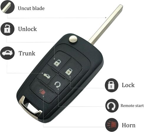 استبدال قشرة القضية Key FOB FOB لـ CHEVY CRUZE MALIBU EXANOX SONIC IMPALA GMC TRAIN BUICK Regal LACROSSE 2010 2011 2012 2013 2015 2015 2017 Keyless Entry Key FOB (5 buttons a) in Kuwait