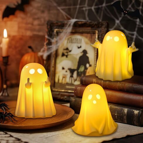 ديكورات الهالوين الداخلية ، مجموعة من 3 زخارف الأشباح الخفيفة ، ديكور المنزل المخيف التماثيل التماثل in Kuwait
