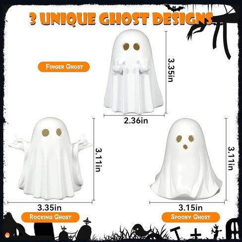 ديكورات الهالوين الداخلية ، مجموعة من 3 زخارف الأشباح الخفيفة ، ديكور المنزل المخيف التماثيل التماثل in Kuwait