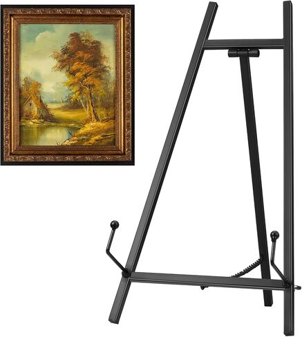 Leinuosen 1 Pcs Metal Easel Stand 16.5" H x 8.7" W x 4.3" D Table Top Easel Stand for Display Tripod Art Picture Mirror Modern Plate Holder for Display Book Photo Wedding Sign (Gold) in Saudi Arabia