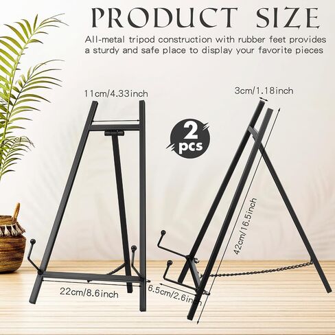 Leinuosen 1 Pcs Metal Easel Stand 16.5" H x 8.7" W x 4.3" D Table Top Easel Stand for Display Tripod Art Picture Mirror Modern Plate Holder for Display Book Photo Wedding Sign (Gold) in Saudi Arabia
