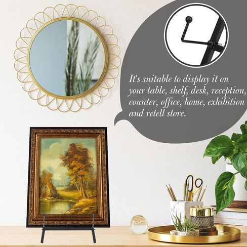Leinuosen 1 Pcs Metal Easel Stand 16.5" H x 8.7" W x 4.3" D Table Top Easel Stand for Display Tripod Art Picture Mirror Modern Plate Holder for Display Book Photo Wedding Sign (Gold) in Saudi Arabia