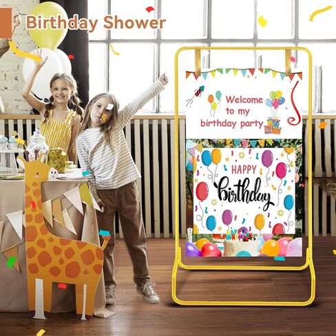 Nisoger Wedding Welcome Sign Stand, 68"x31"x 20" Heavy Duty Easel Stand for Sign with 4 Leather Strap, Welcome to Our Wedding Sign Holder, Metal Floor Standing Easels for Signs, Poster, Gold in Kuwait