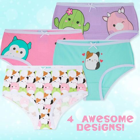 Squishmallows Girls Underwear, 5 Pack Briefs, Soft Cotton Panties Multipack Comfortable Kids Underwear for Girls in Saudi Arabia