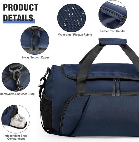 Gym Bag for Men Women With Shoe Compartment & Wet PocketWater Resistant Sports Gym Bag 、shoulder bag、messenger bag Carry On Duffel Bag forWeekend Overnight Traveling (blue) in Saudi Arabia