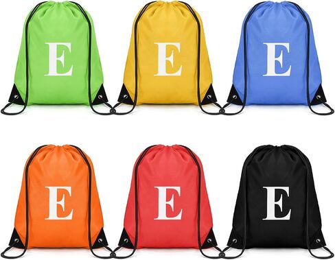 ZOMFELT 6Pcs Drawstring Backpack Drawstring Gym Bags, Foldable Draw String Backpack with Multiple Colors and Letters, Lightweight Polyester Cinch Bag for Gift, Beach, Sports, Travel, Swim (Letter J) in Saudi Arabia